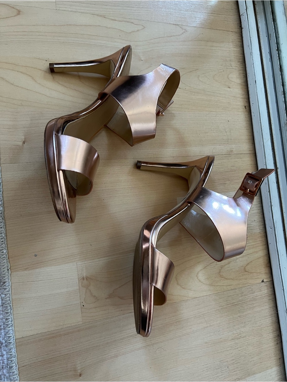 MICHAEL Michael Kors Rose Gold Metallic Ankle-Strap Stilettos - Picture 4 of 5